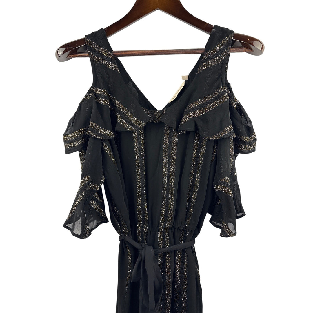 Women’s Soft Surroundings Black & Gold Pantsuit w/ Belt