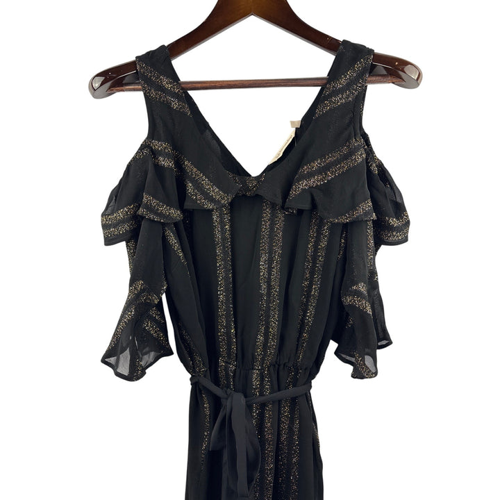 Women’s Soft Surroundings Black & Gold Pantsuit w/ Belt