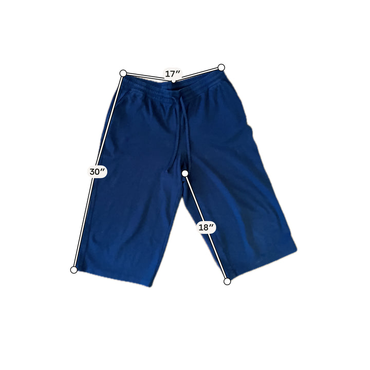 Lands’ End Sport Knit Cropped Pants Women’s Large Navy Pull-On Stretch Casual