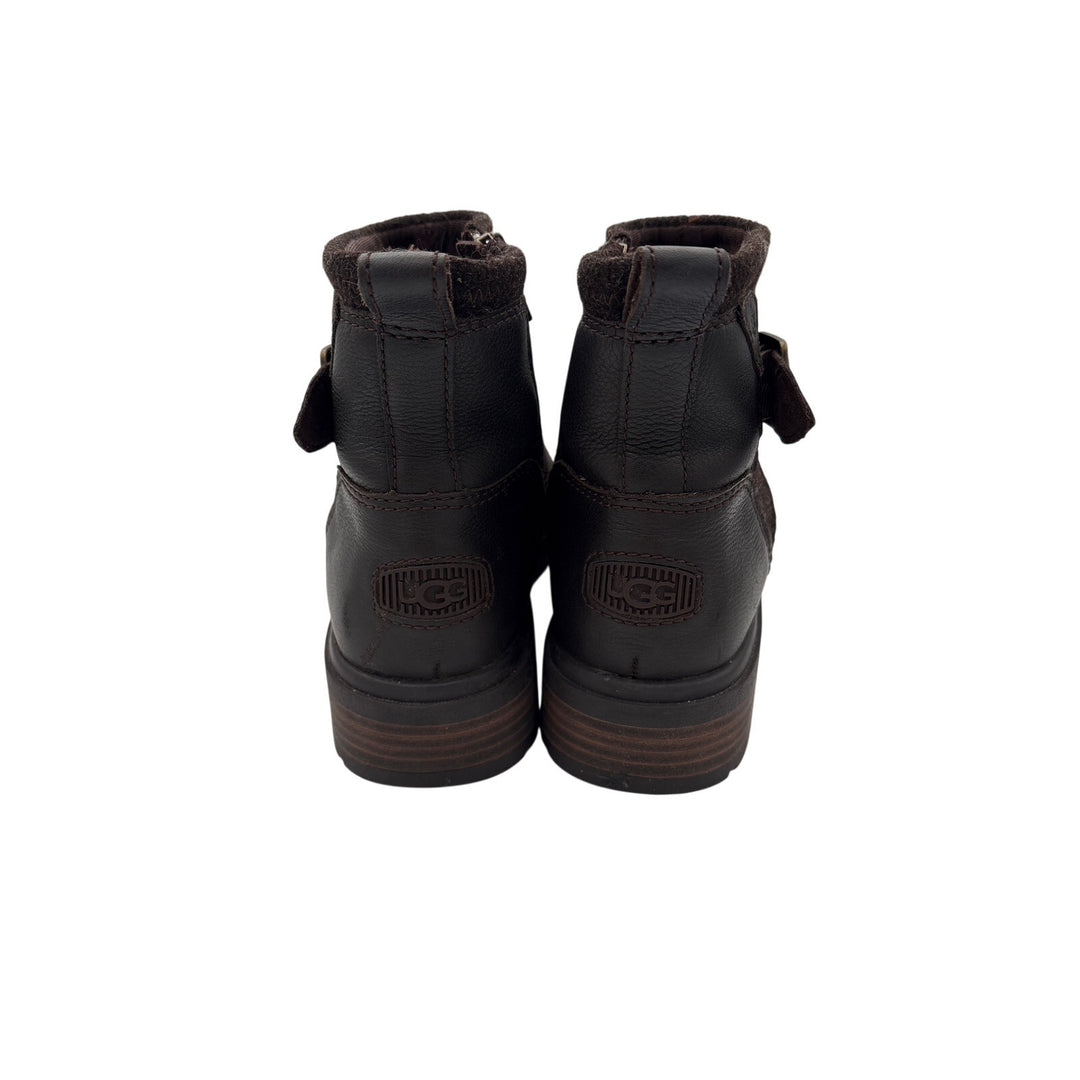 Women’s UGG Size 9 Leather Buckle Dark Brown Ankle Boots