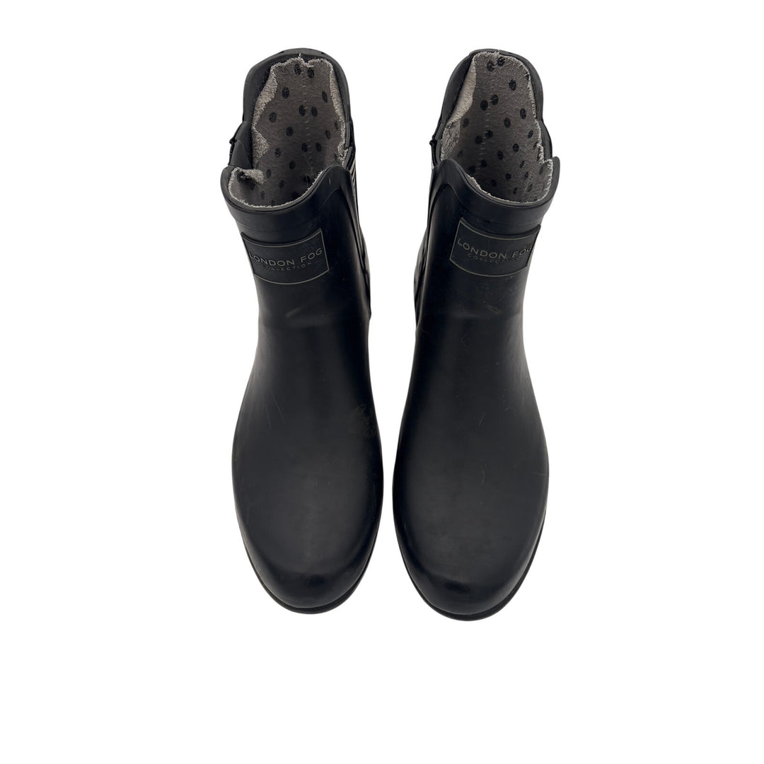 Women’s London Fog Size 9 Black Rubber Ankle Rainboots