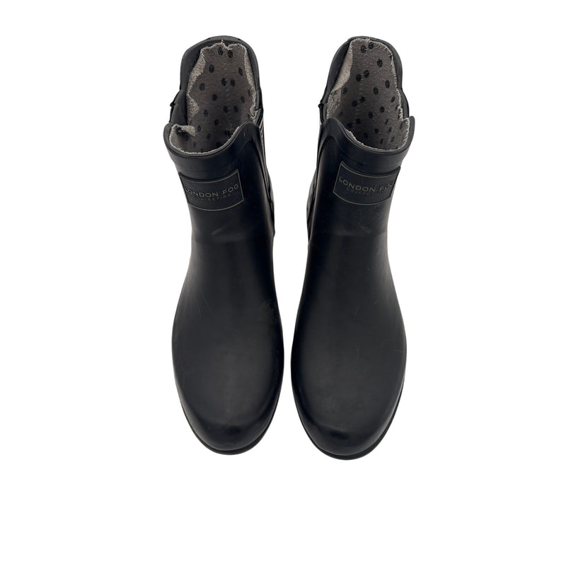 Women’s London Fog Size 9 Black Rubber Ankle Rainboots