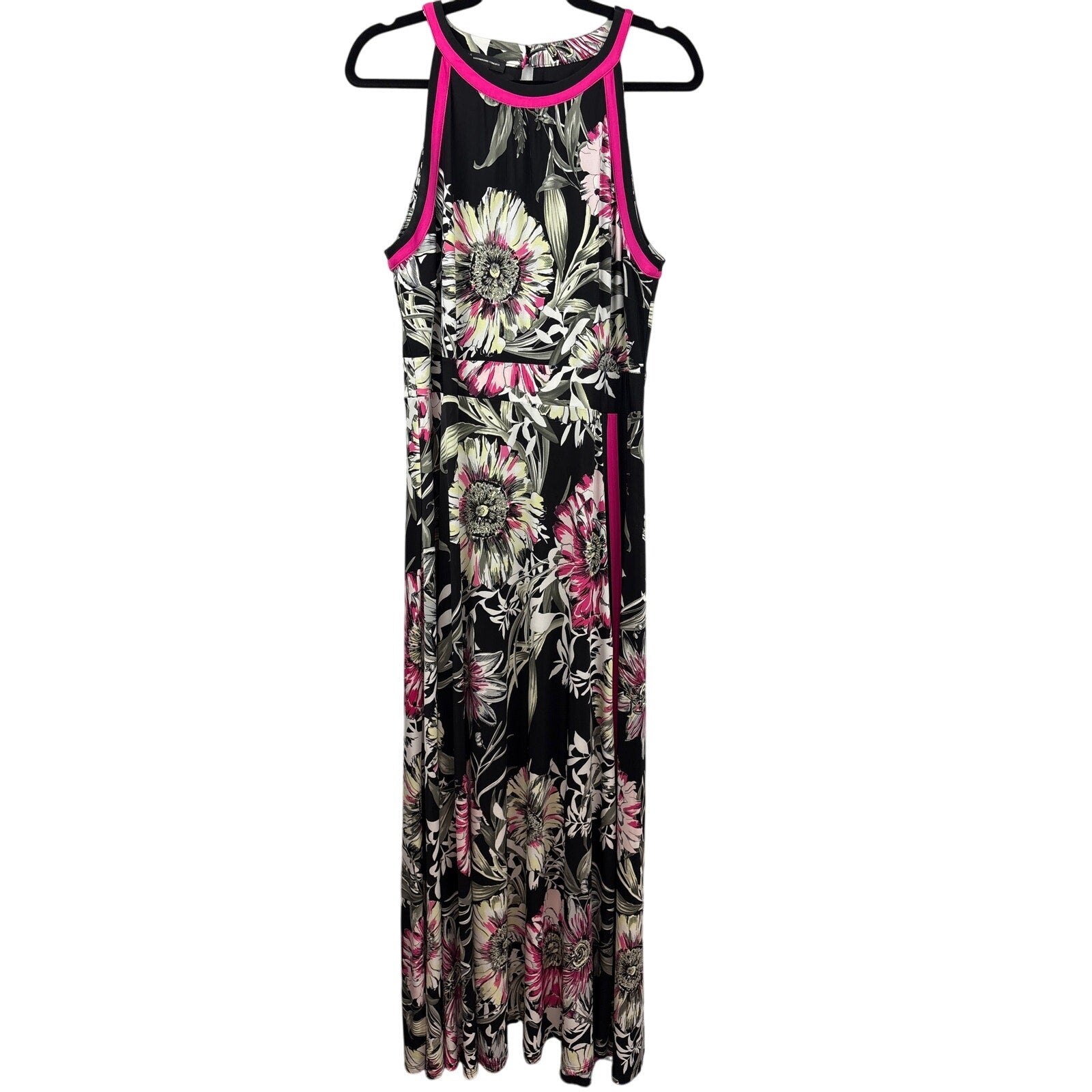 Women’s Black Floral Maxi Dress Size XL – Sleeveless Elegant Dress