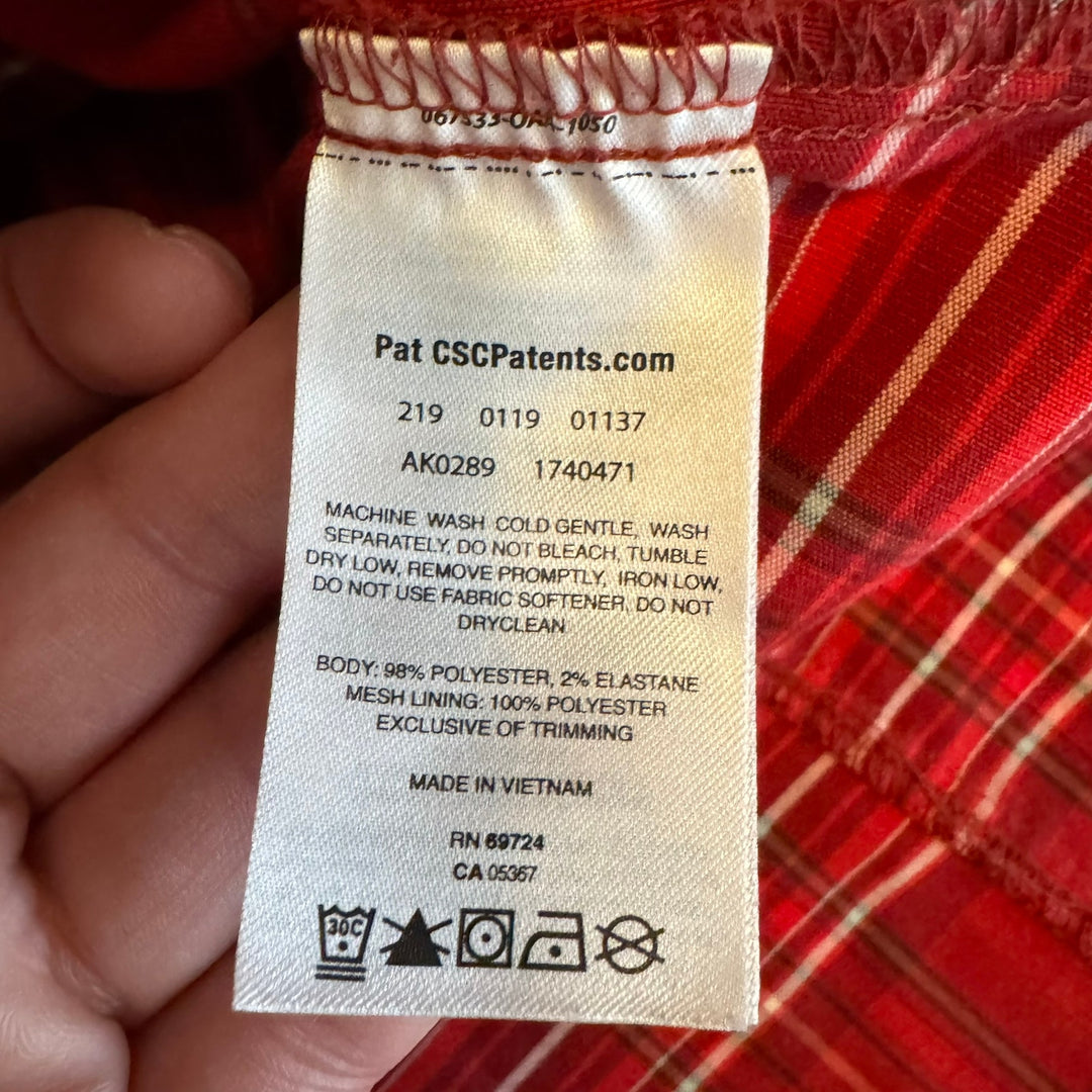 Columbia Women's Red Plaid  Long Sleeve Button-Up Shirt, Hiking Outdoor Wear, Size Small