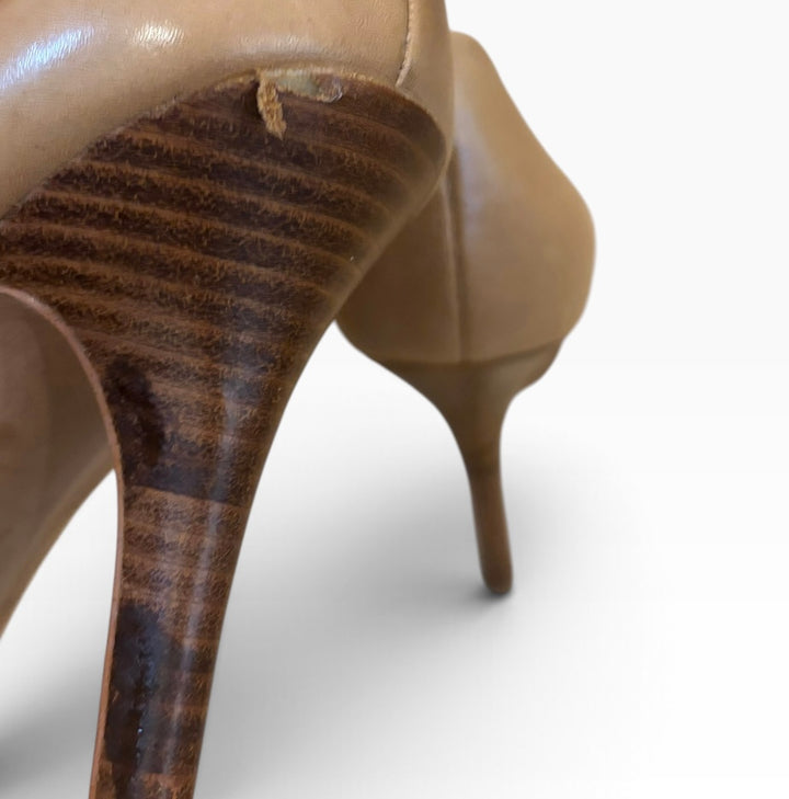ALDO Tan Beige Genuine Leather Platform Pumps Heels Size 9 Nude Stiletto