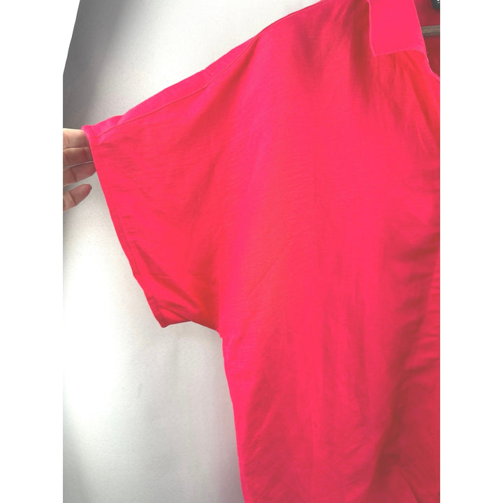 Women’s INC Dark Hot Pink Short Sleeve Tie bottom Blouse Size XL