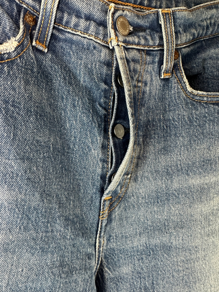Womens Levis Wedgie Straight Ankle Length Distressed Jeans Size 29