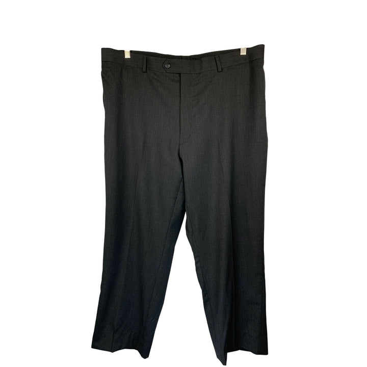 Joseph & Feiss Mens Dress Pants 44 Short / 42 Waist Charcoal Gray Herringbone Wool Blend