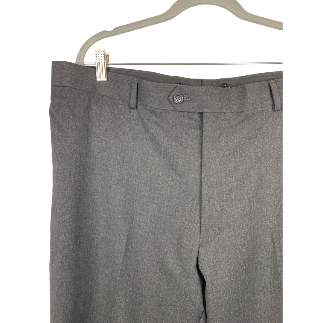 Joseph & Feiss Mens Dress Pants 44 Short / 42 Waist Charcoal Gray Herringbone Wool Blend