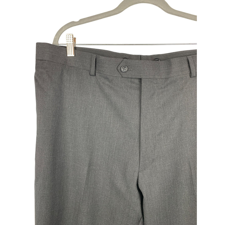 Joseph & Feiss Mens Dress Pants 44 Short / 42 Waist Charcoal Gray Herringbone Wool Blend