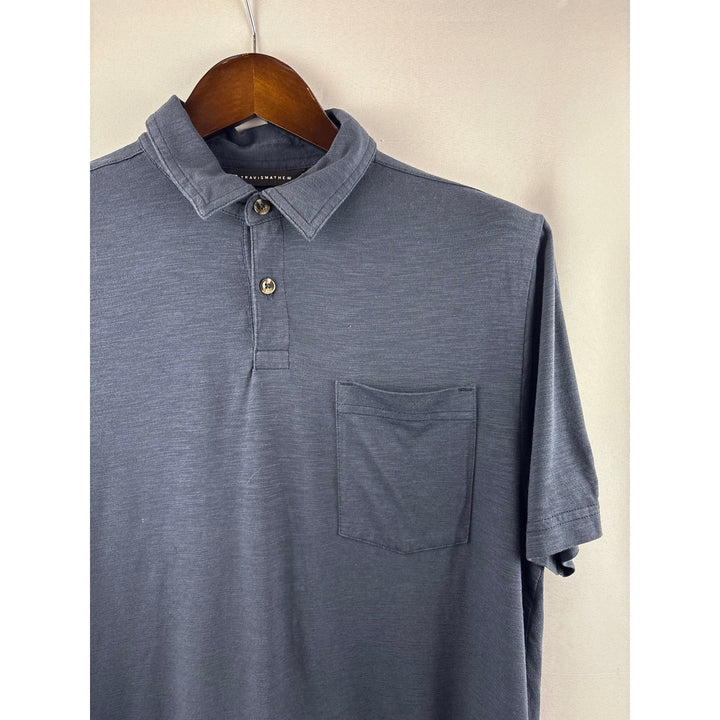 Men’s Travis Mathew Medium Navy Blue 3/4 Button Polo Shirt