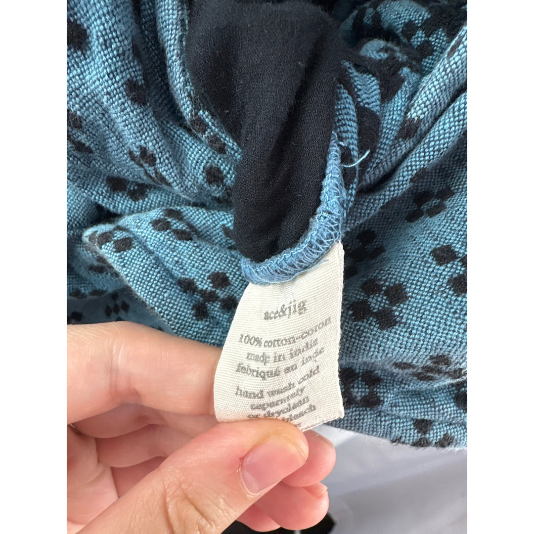 Women’s Ace & Jig XS Blue Faux Wrap Jumpsuit w/ Black Pattern