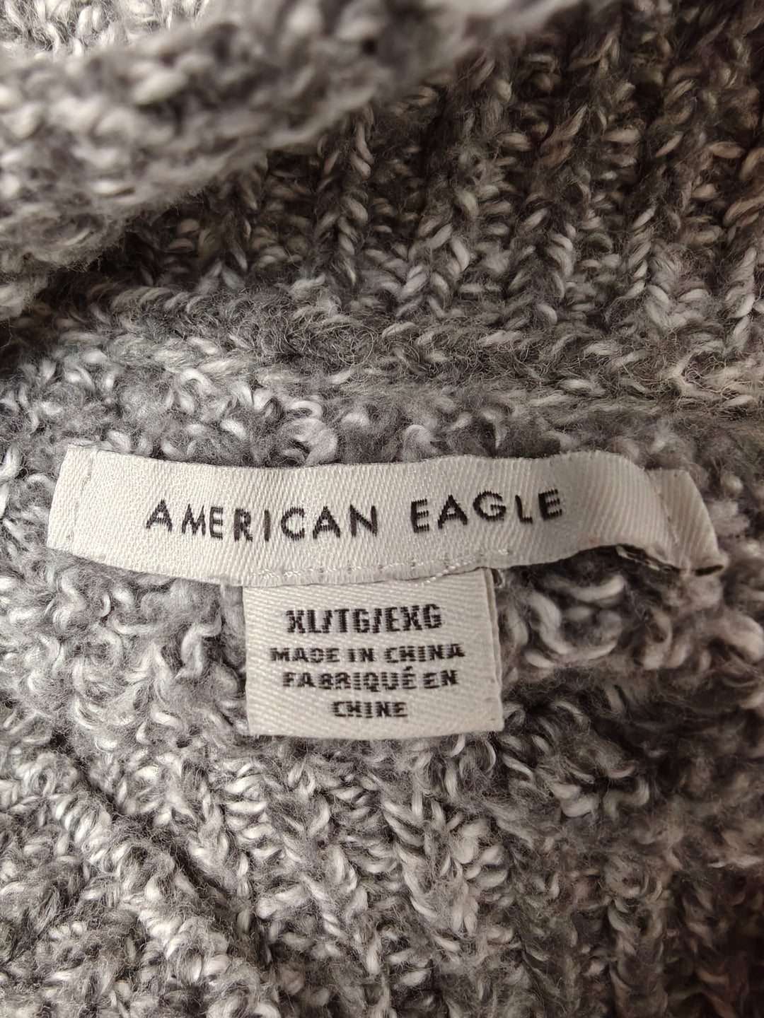 American Eagle Womens Chunky Knit Turtleneck Sweater Heather Gray Size XL