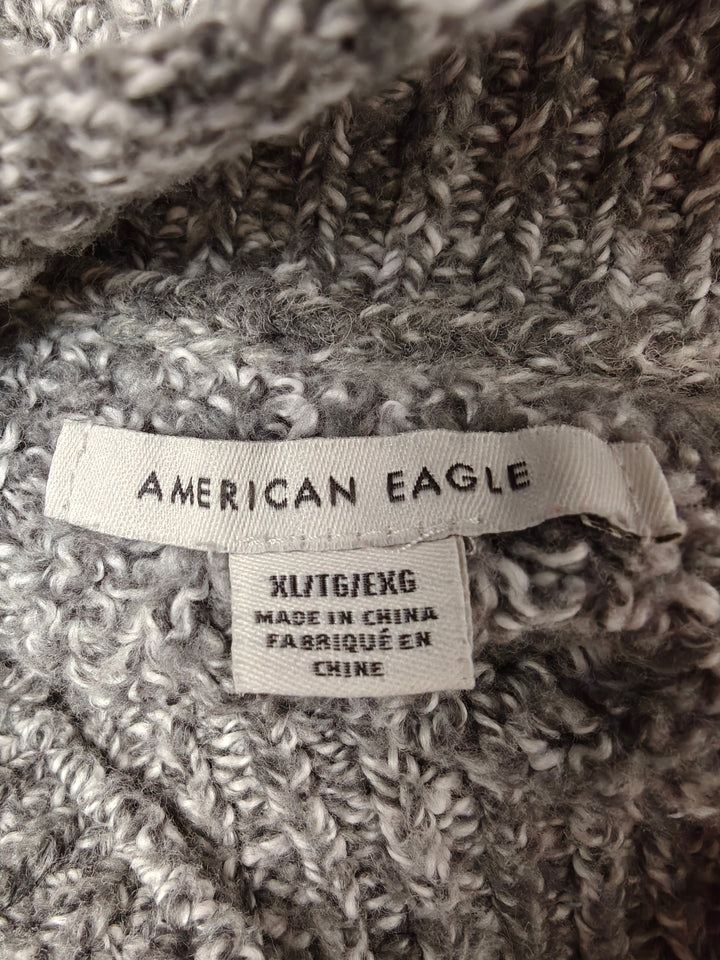 American Eagle Womens Chunky Knit Turtleneck Sweater Heather Gray Size XL