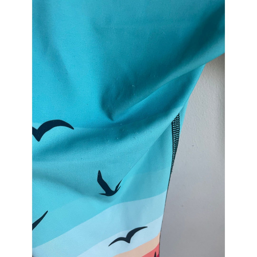 Mara Hoffman Active Long Leggings Festival Workout 36" Length size Small Boho Indie Hippie Colorful Bird