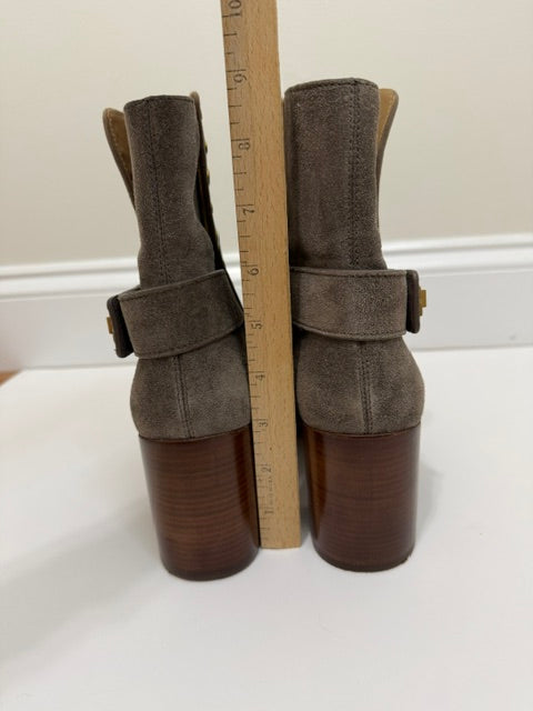 Tory Burch Kira 70mm Stud Suede Booties Bisonte Sz10