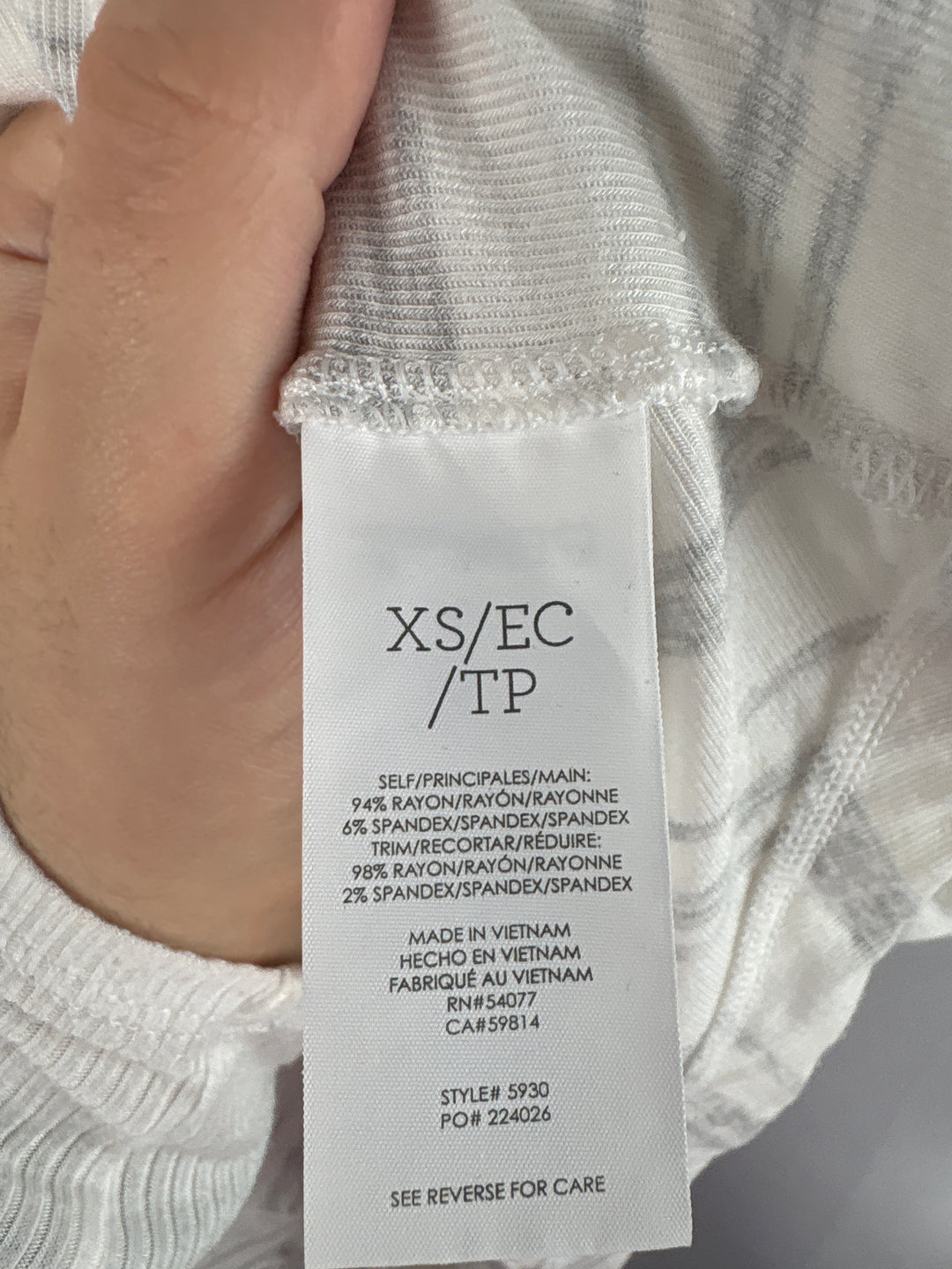 Women’s Cabi XS White w/ Gray Stripes Long Sleeve Shirt