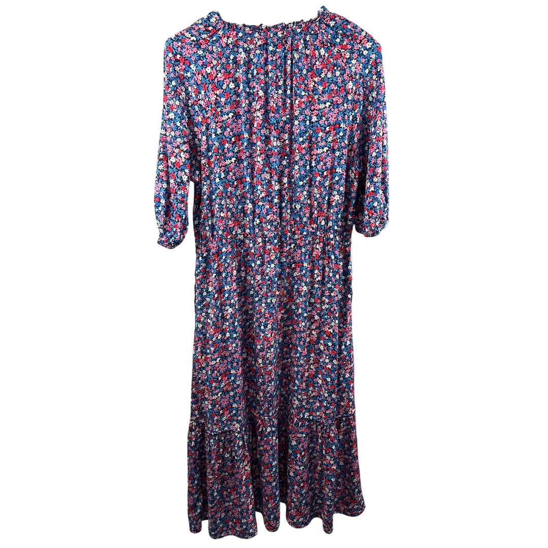 Women’s Draper James Large Blue Multicolor Floral Short Sleeve Maxi Dress