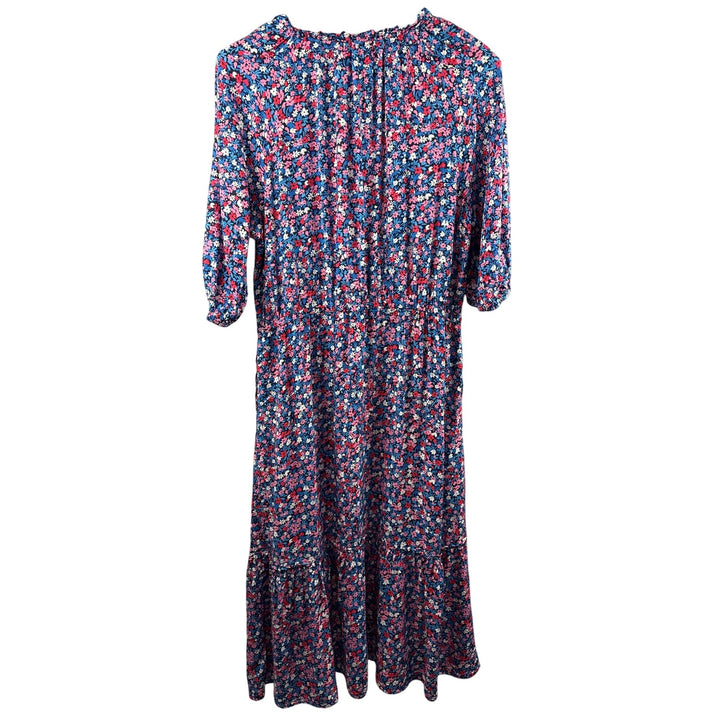 Women’s Draper James Large Blue Multicolor Floral Short Sleeve Maxi Dress