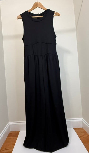 Cider Black Ribbed Wide‑Leg Jumpsuit – Corset Waist SzXL NWT