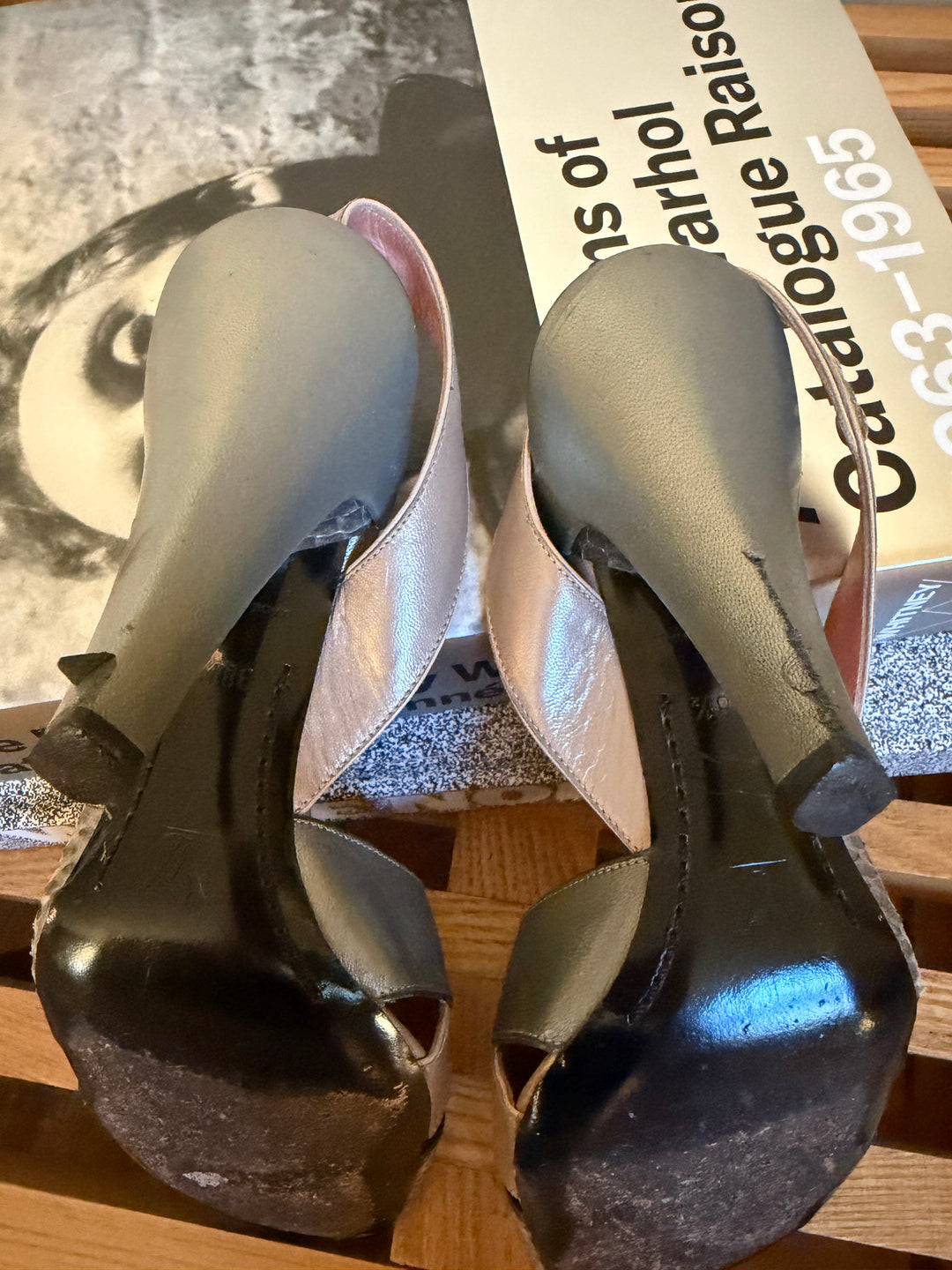 Vintage Louis Vuitton Metallic Leather &amp; Snakeskin Slingback Heels Size 38.5