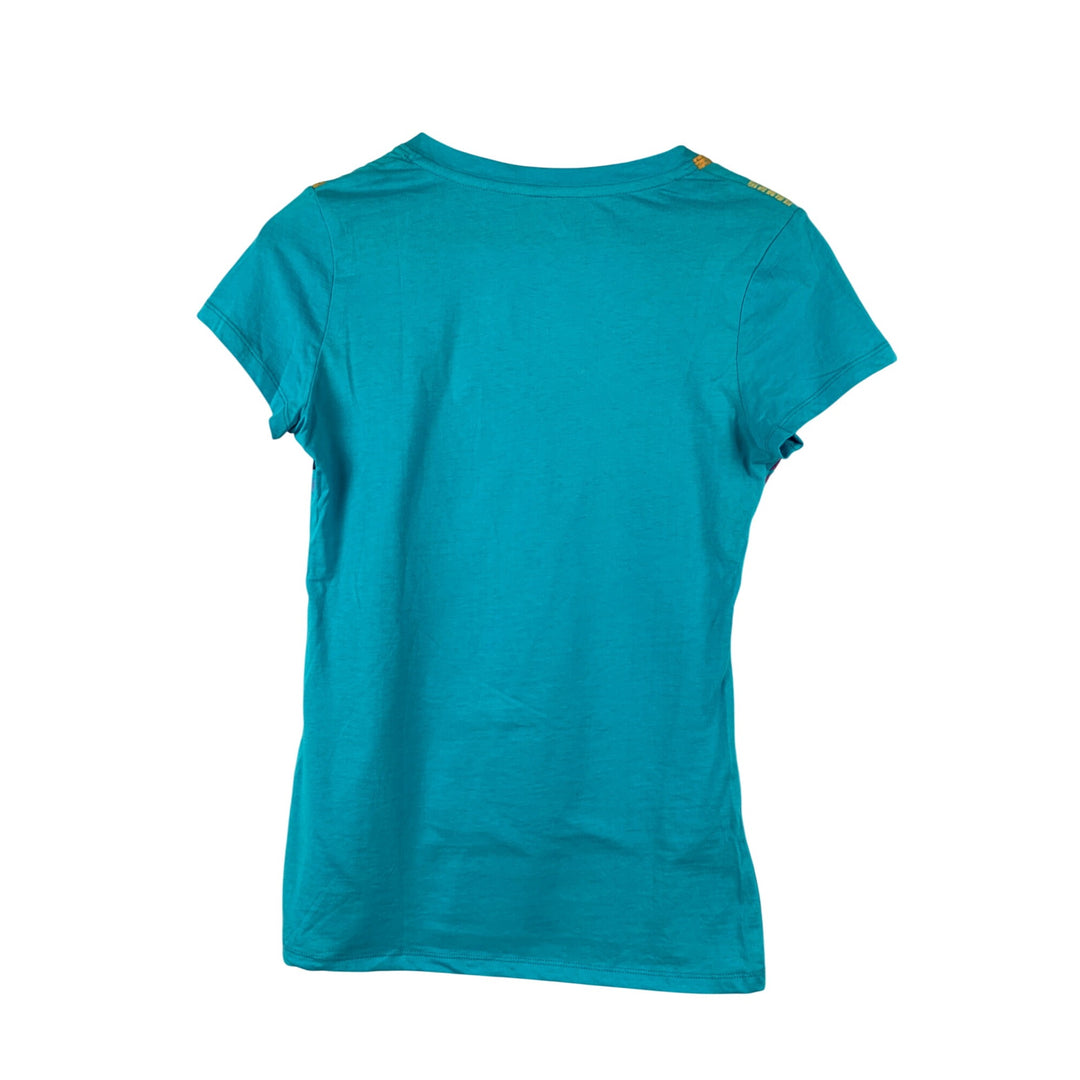 Op Womens M Cotton V-Neck T-Shirt With Sunset Wave Graphic Print