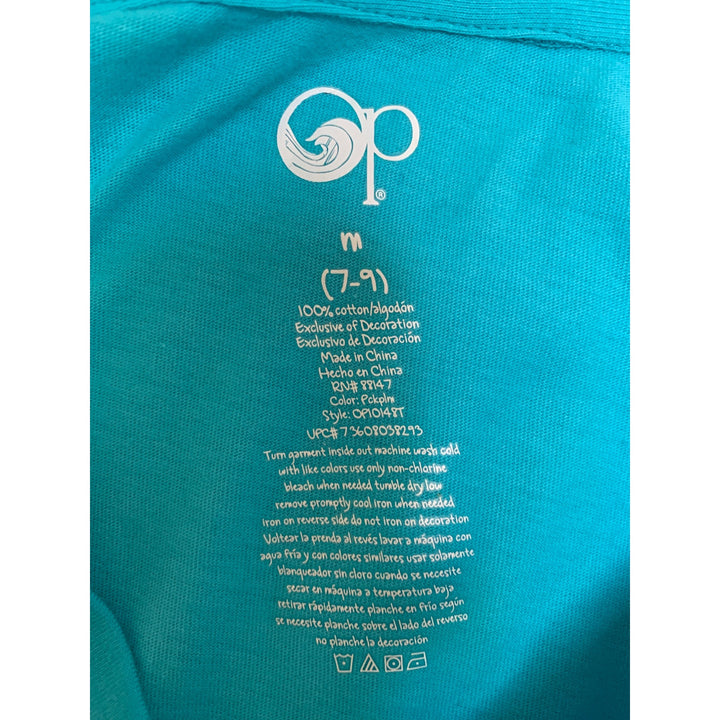Op Womens M Cotton V-Neck T-Shirt With Sunset Wave Graphic Print
