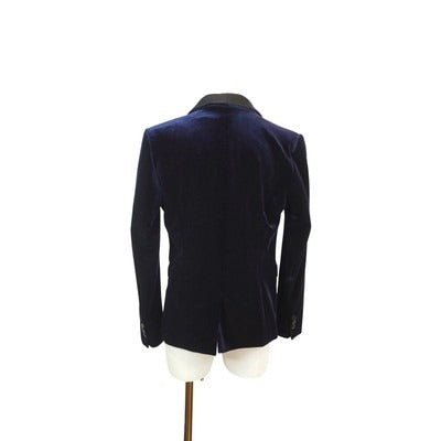 Women's Impress Blue Velvet with Shoulder Pads Blazer - Size S