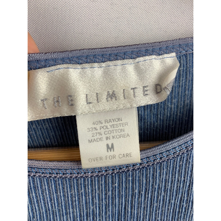The Limited Womens Blue Long-Sleeve Ribbed Knit Top Size M