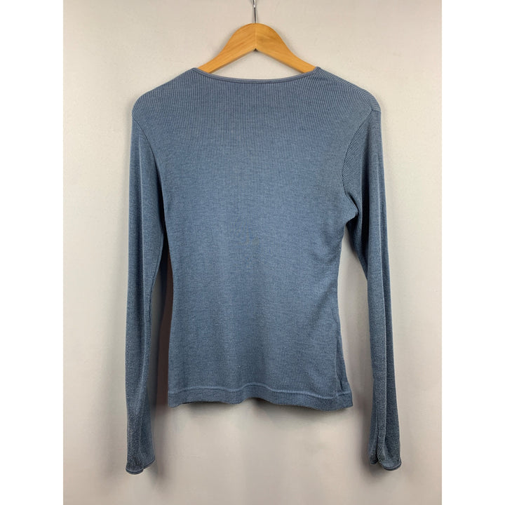 The Limited Womens Blue Long-Sleeve Ribbed Knit Top Size M