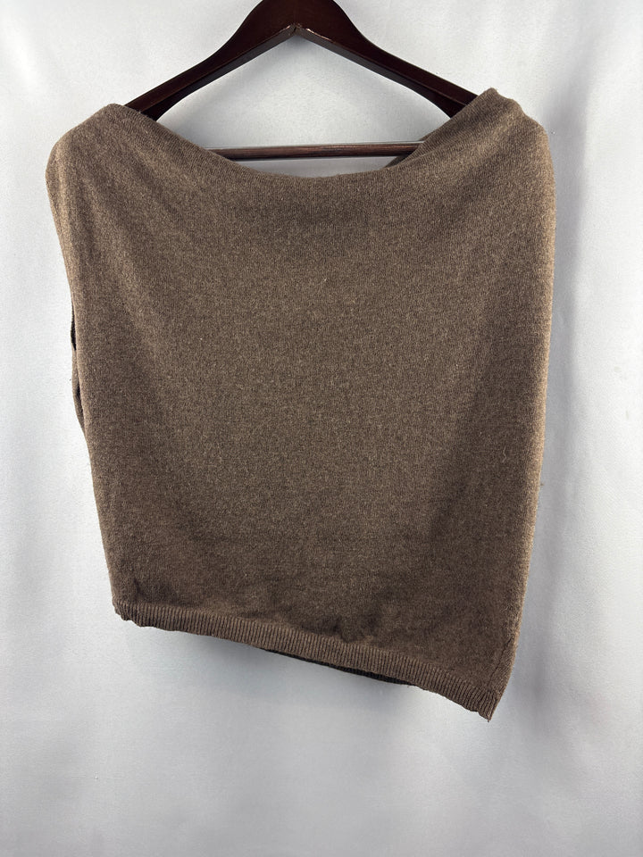 Women’s Astr The Label Large Brown Sleeveless Cowlneck Blouse