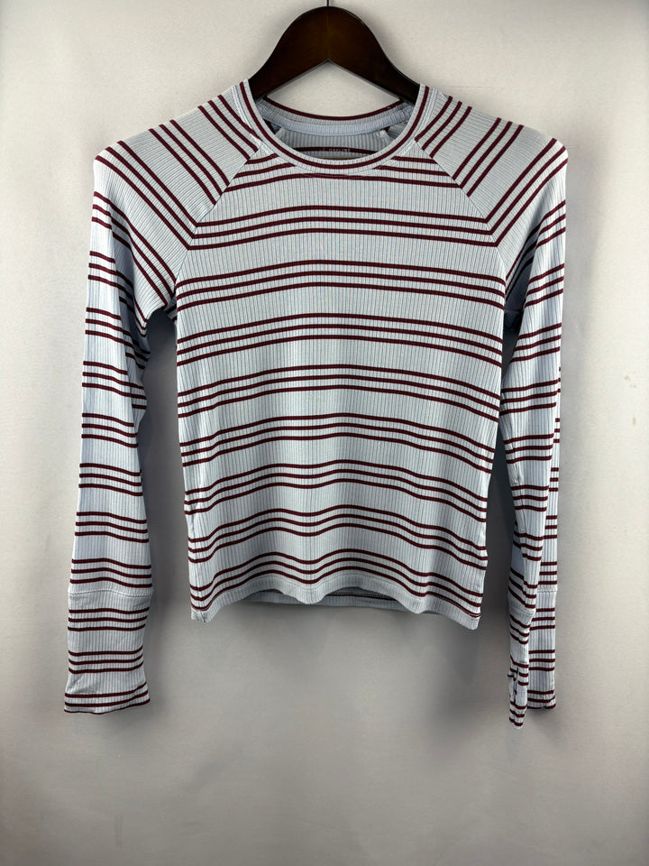 Women’s Offline by Aerie Small Sky Blue Long Sleeve w/ Red Stripes