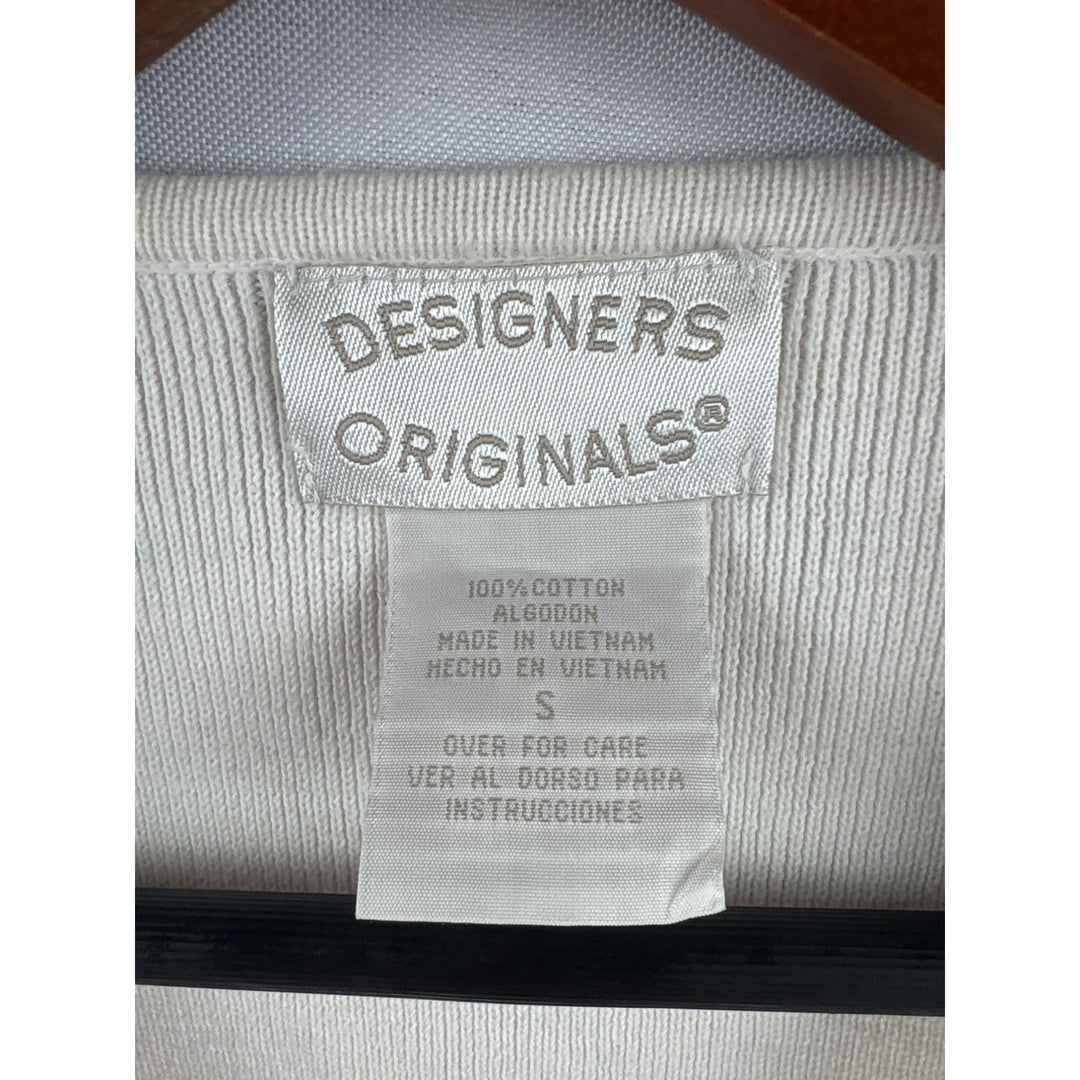 Designers Originals Womens Sleeveless Striped Knit Top S Cotton White & Black
