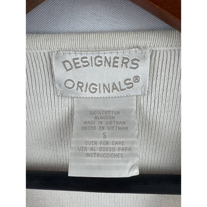 Designers Originals Womens Sleeveless Striped Knit Top S Cotton White & Black