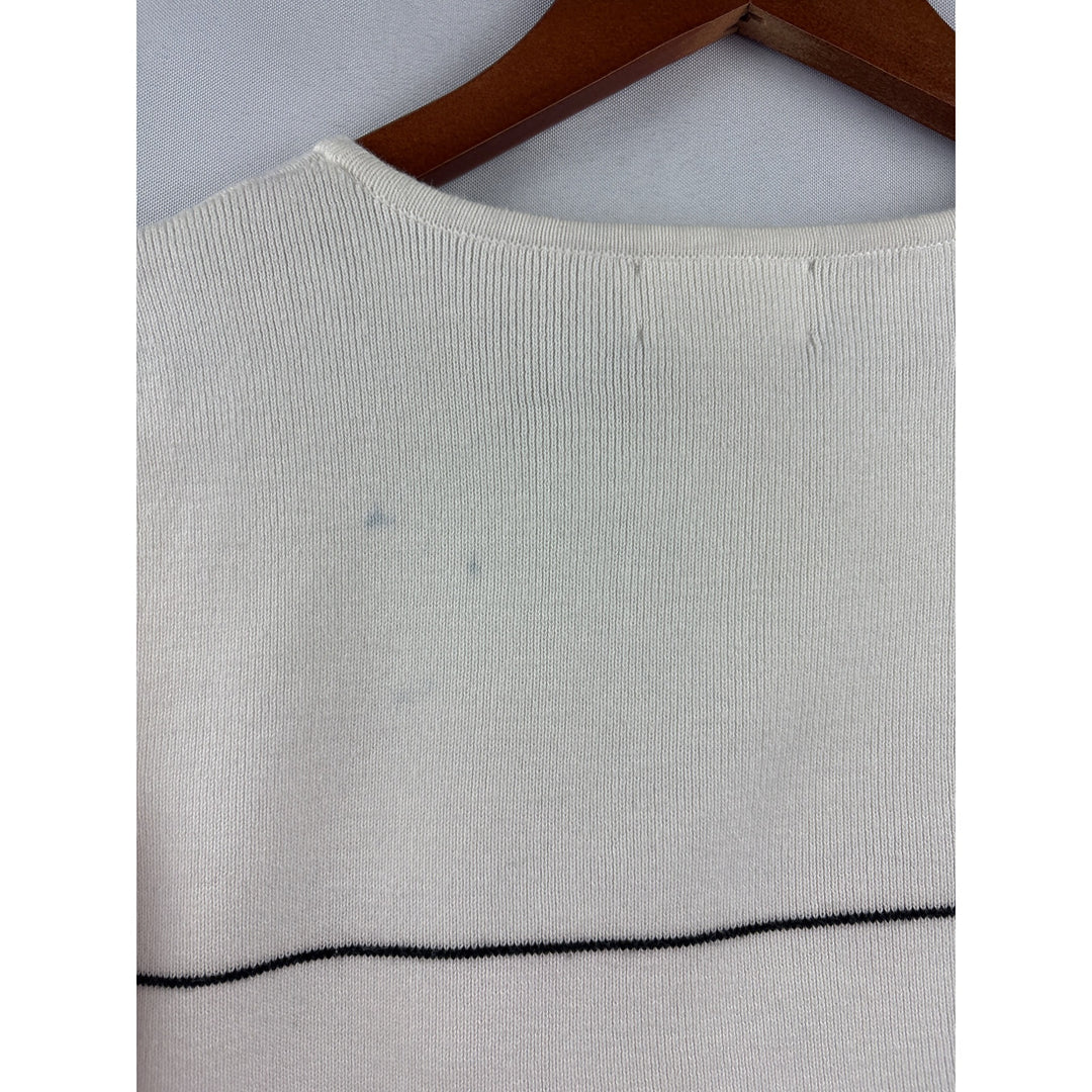 Designers Originals Womens Sleeveless Striped Knit Top S Cotton White & Black