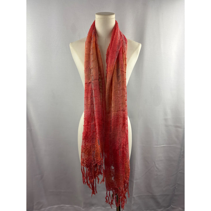 Women’s Orange, Pink, & Salmon Knit & Mesh Scarf