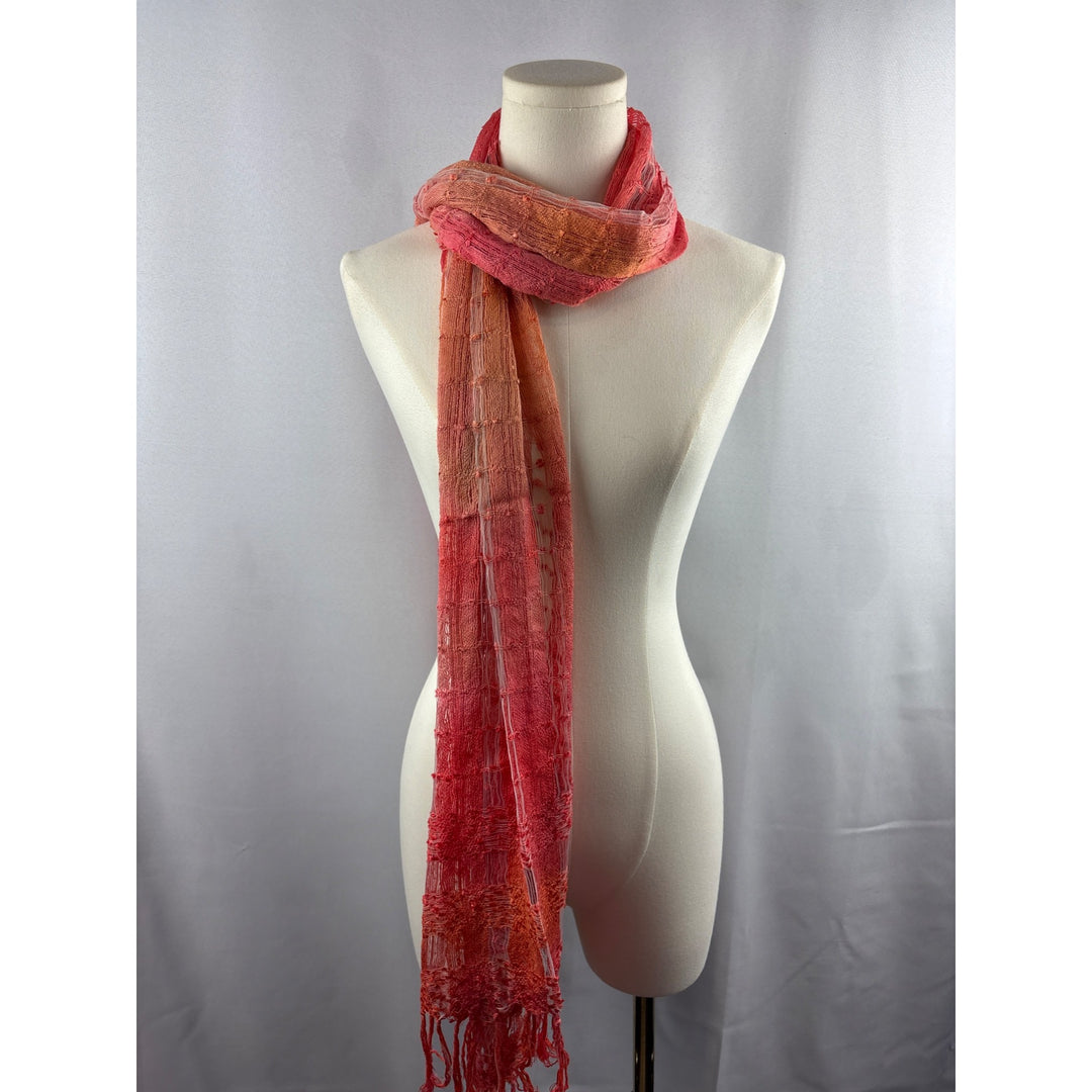 Women’s Orange, Pink, & Salmon Knit & Mesh Scarf