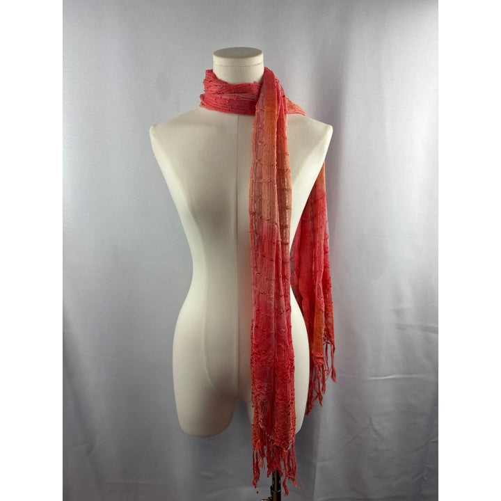 Women’s Orange, Pink, & Salmon Knit & Mesh Scarf