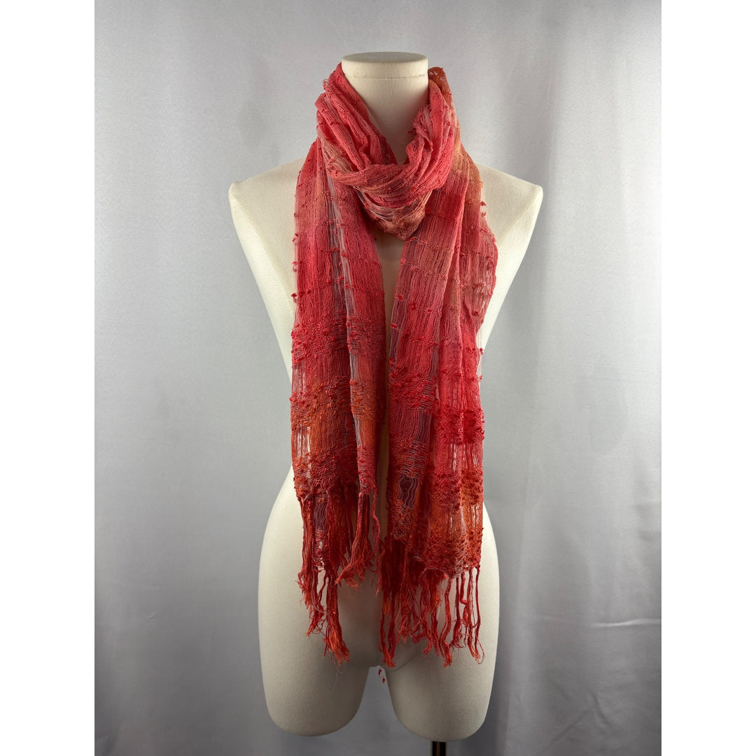 Women’s Orange, Pink, & Salmon Knit & Mesh Scarf