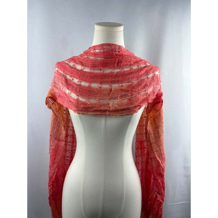 Women’s Orange, Pink, & Salmon Knit & Mesh Scarf