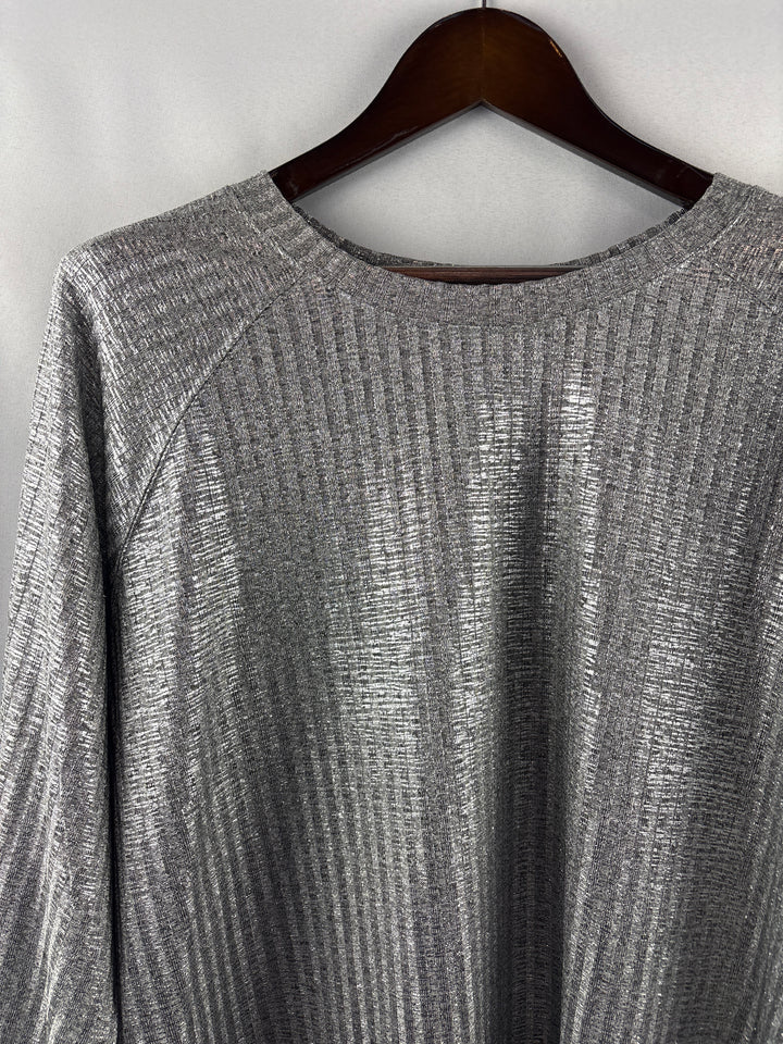 Women’s Torrid Size 2 Metallic Silver Striped Long Sleeve