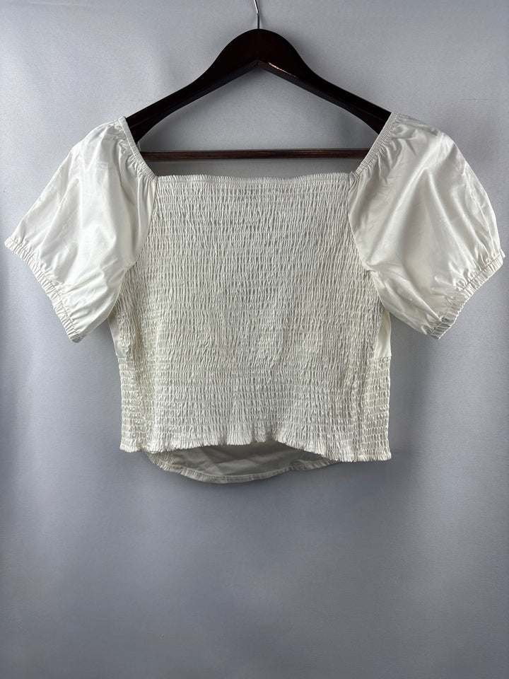 Women’s Unique Vintage 3X Cream Peasant Blouse