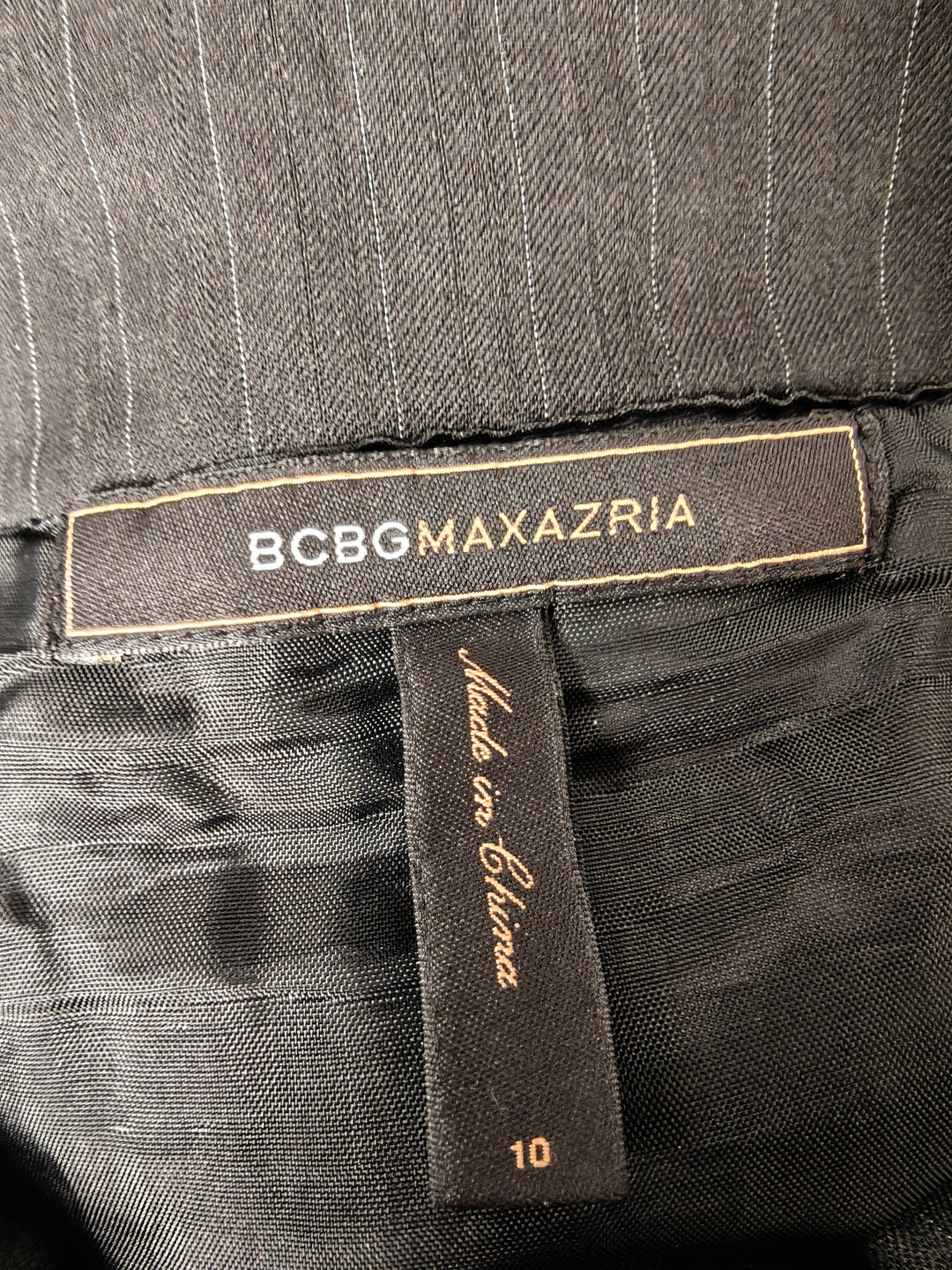 Women BCBG Max Azria Pencil Skirt Black Pinstripe Size 10