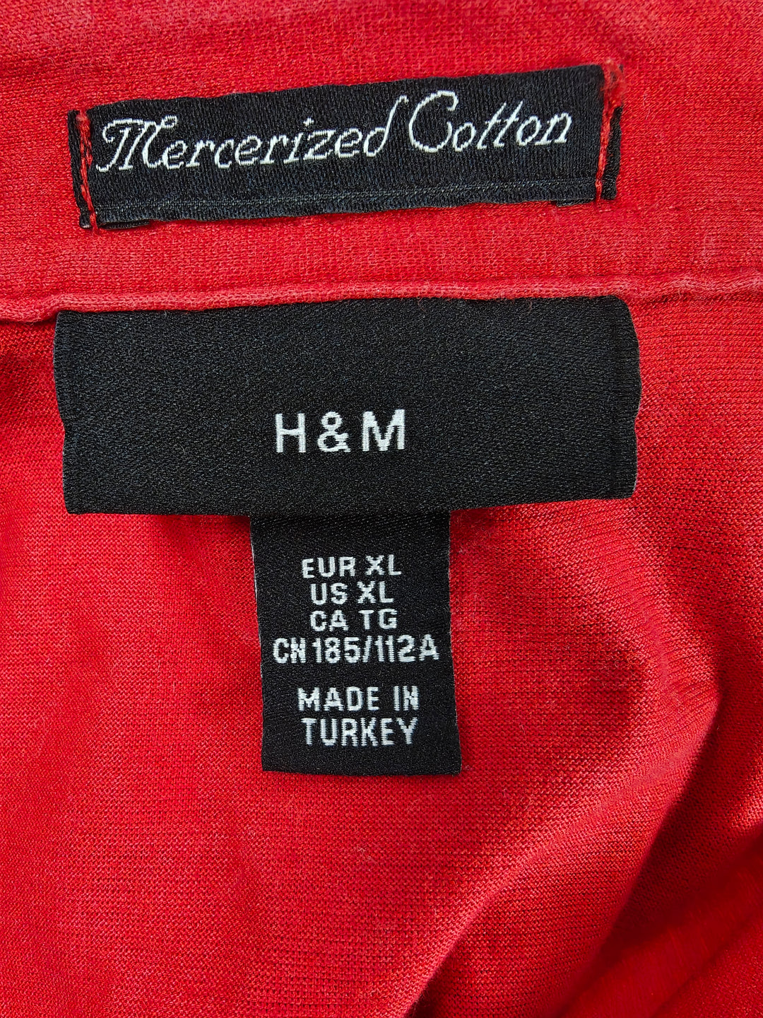 Men’s H&amp;M Polo Shirt Red Mercerized Cotton Size XL