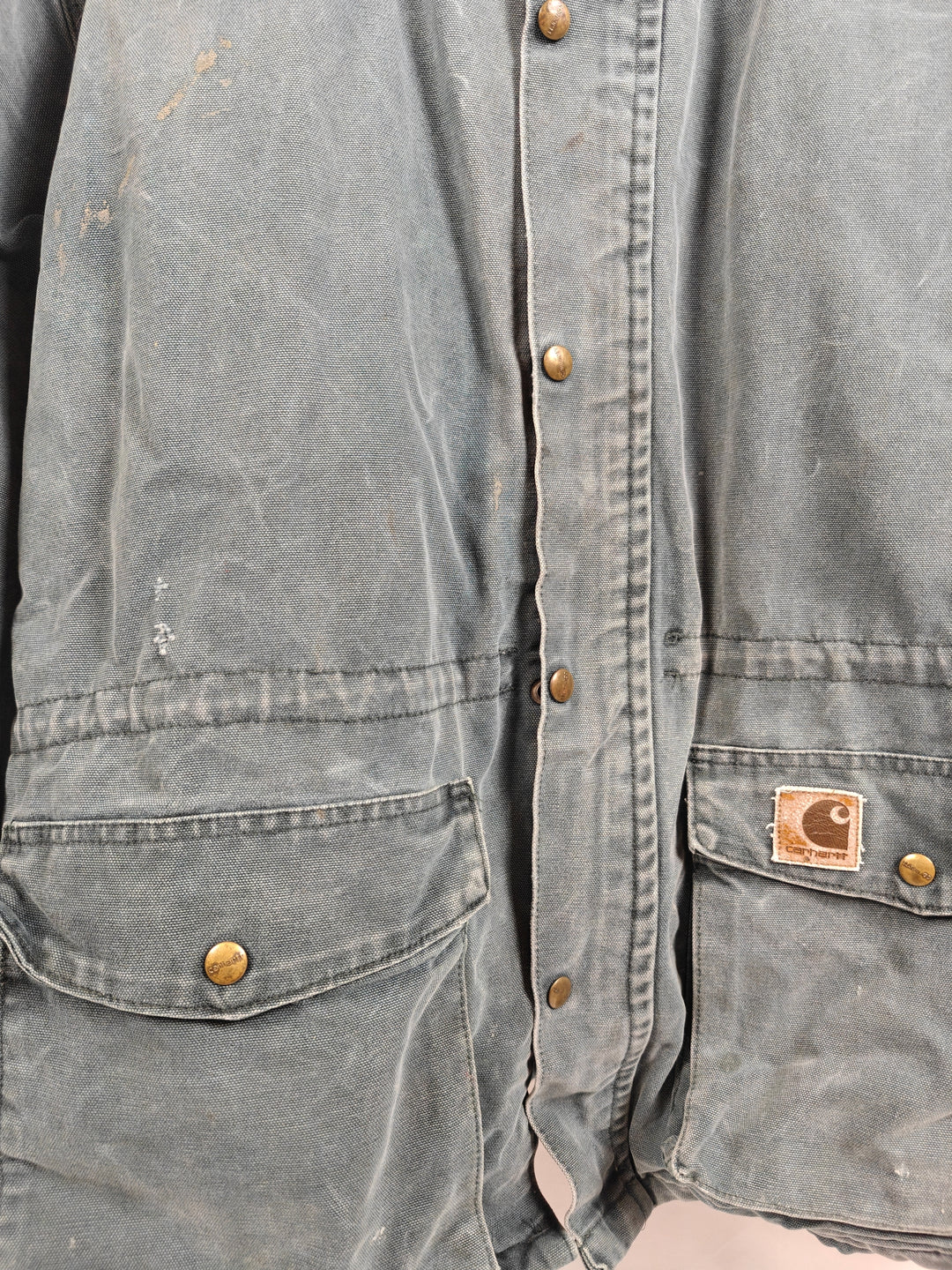 Vintage Carhartt Heavyweight Duck Canvas Work Jacket Faded Blue Gray