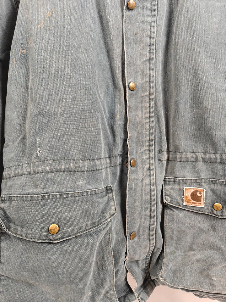 Vintage Carhartt Heavyweight Duck Canvas Work Jacket Faded Blue Gray