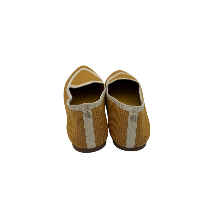 Women’s Birdies Size 8.5 Mustard Yellow Pointed Flats w/ White Accents