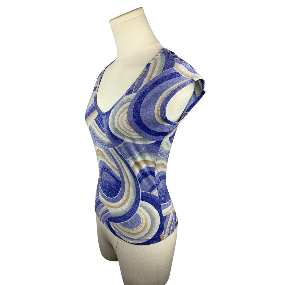 Bebe Women’s M Multicolor Swirl Print Cap Sleeve Top