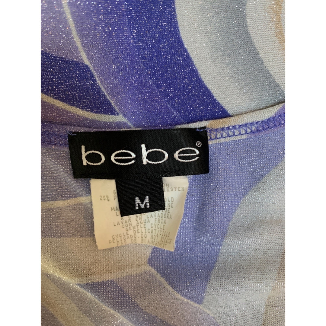 Bebe Women’s M Multicolor Swirl Print Cap Sleeve Top
