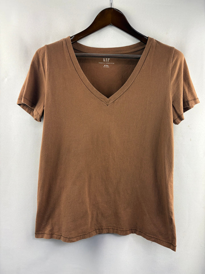 Women’s GAP Medium Tall Mocha Brown V-Neck T-Shirt
